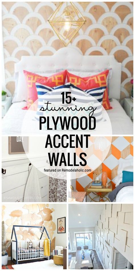 Create A Unique Look In Any Room By Creating A Plywood Accent Wall. 15+ Stunning DIY Plywood Accent Walls Featured On Remodelaholic.com Plywood Art, Statement Walls, Plywood Wall, Plywood Projects, Plywood Walls, Wood Accent Wall, Plywood Sheets, Statement Wall, Diy Pallet Projects