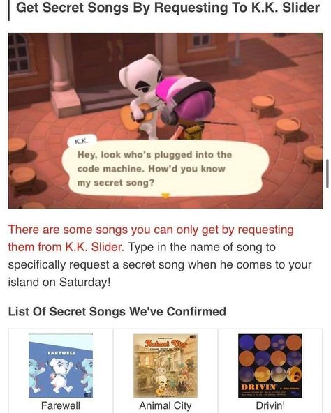 Animal Crossing Music, Kk Slider, Secret Song, Animal Crossing Funny, Animal Crossing Fan Art, Animal Crossing Memes, Animal Crossing Guide, Animal Crossing Qr Codes Clothes, Animal Crossing Wild World