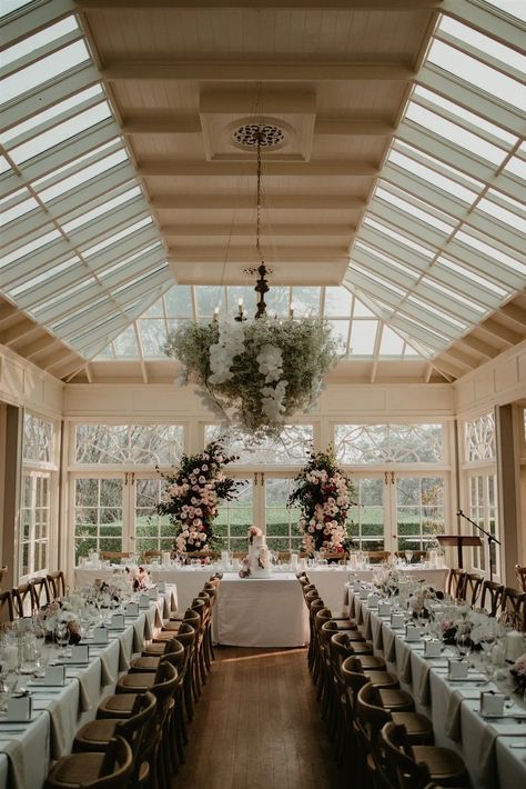 Gabbinbar Homestead Wedding, Gabbinbar Homestead, Queensland Wedding, White Tables, Reception Styling, Glass Conservatory, Modern Wedding Reception, Crossback Chairs, Outdoor Room