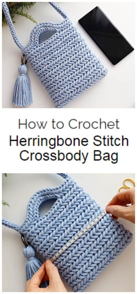 Herringbone Stitch Crochet, Crochet Herringbone Stitch, Crochet Herringbone, Tas Mini, Crochet Purse Pattern Free, Free Crochet Bag, Crochet Bag Tutorials, Crochet Handbag, Bag Pattern Free