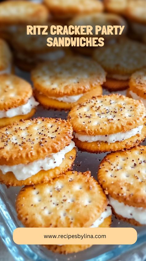 These easy and delicious Ritz Cracker Party Sandwiches are the perfect bite-sized snack for any gathering! Layered with flavorful fillings and baked to golden perfection, they’re sure to be a hit. Air Fryer Ritz Cracker Sandwiches, Dr Seuss Treats For School Snacks Ideas, Ritz Crackers Party Sandwiches, Cracker Snacks Ideas, Club Cracker Recipes, Recipes With Ritz Crackers, Appetizer Crackers, Ritz Cracker Recipes Snacks, Ritz Cracker Party Sandwiches