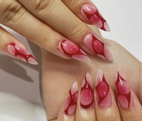 Red Ombre Nails With Rhinestones, Subtle Anime Nails, Abstract French Nails, Valentine's Day Nail Design, Airbrush Nails, Perfect Manicure, Anime Nails, Nail Designs Valentines, Nail Design Ideas