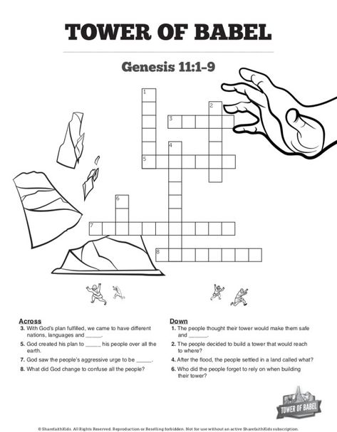 Tower of Babel Bible Story For Kids Sunday School Crossword Puzzles | Sharefaith Kids Sunday School Activity Sheets, Sunday School Crossword, Bible Story For Kids, Bible Crafts Sunday School, Sunday School Curriculum, Bible Worksheets, Sunday School Coloring Pages, Bible Teaching, Christian Activities