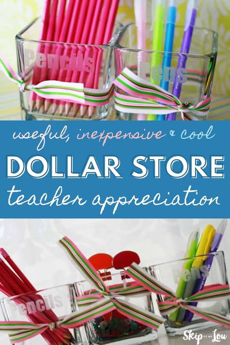 dollar store teacher appreciation PIN Diy Desk Organizer, Teacher Appreciation Gifts Diy, Desk Organization Diy, Skip To My Lou, Dyi Gifts, Dollar Store Hacks, Best Teacher Gifts, Staff Appreciation, Crafty Gifts