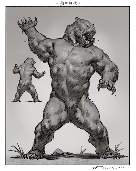 Unearthed Arcana, Taran Fiddler, Fictional Creatures, Black Spiderman, Month Of October, Werewolf Art, Fantasy Beasts, Monster Concept Art, Bear Men