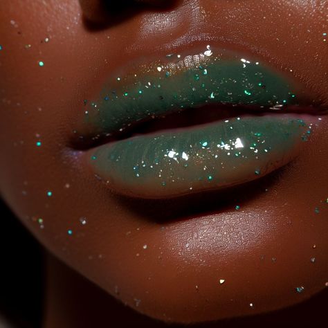 ♍️ ❤︎ ᜶ follow !!! Green Lip Gloss, Lipgloss Aesthetic, Vast Error, Green Lipstick, Green Lips, Dripping Lips, Prom Outfit, High Fashion Makeup, Pinterest Makeup