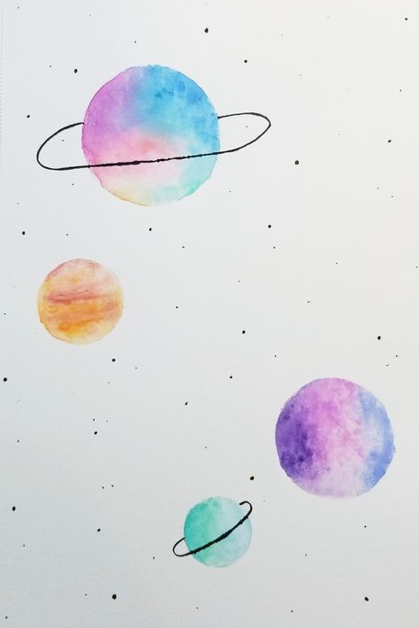 Galaxy Mountain, Planet Watercolor, Planet Drawing, Scratch Paper, Watercolor Paintings Easy, Galaxy Painting, 수채화 그림, Watercolor Abstract, Galaxy Art