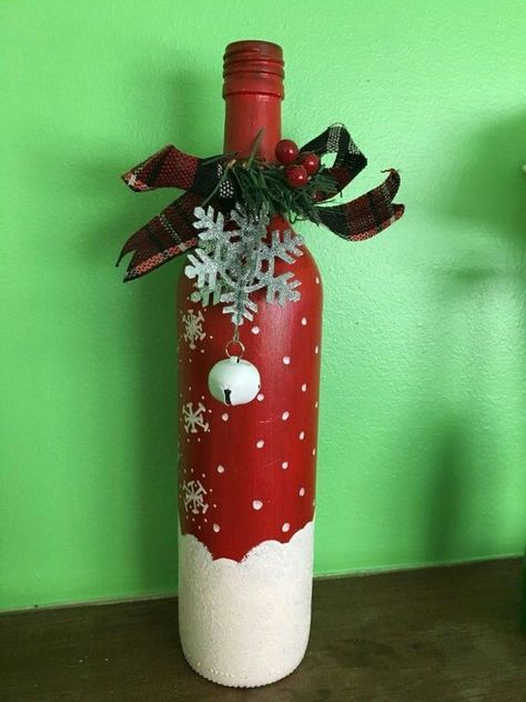 Reuse Bottles, Wine Bottle Crafts Christmas, Holiday Wine Bottles, Christmas Wine Bottle, Kirby Character, Christmas Wine Bottles, Wine Craft, Wine Cork Crafts, Wine Bottle Art