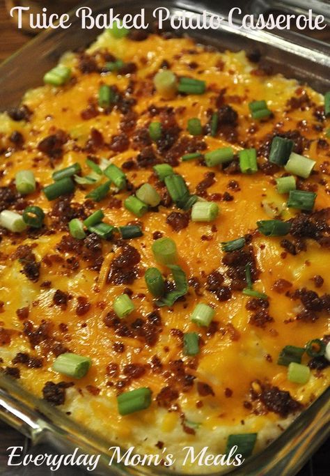 Twice Baked Potato Casserole Southern Vegetable Recipes, Oven Rice, Twice Baked Potato Casserole, Twice Baked Potato, Twice Baked Potatoes Casserole, Baked Potato Casserole, Best Casseroles, Cooking For A Crowd, Twice Baked