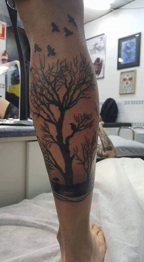 Poison Tree Tattoo, Tree Leg Tattoo, Scott Tattoo, Lilly Flower Tattoo, Calf Tattoo Men, Tree Tattoo Arm, Butterfly Legs, Leg Sleeve Tattoos, Tree Tattoo Men