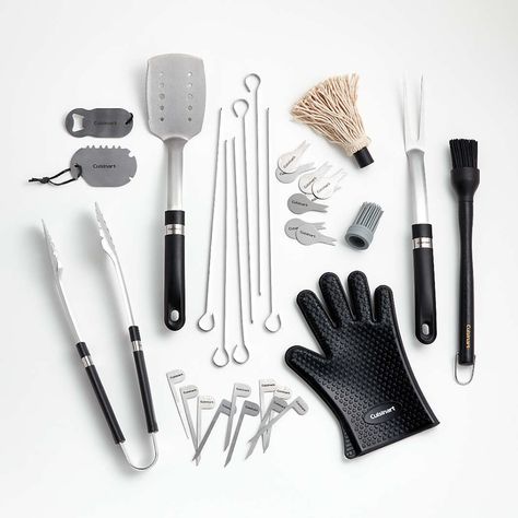 BBQ Accessories & Pizza Tools | Crate and Barrel Grilling Guide, Accessible Kitchen, Pizza Tools, Barbecue Pit, Bbq Tool Set, Basting Brush, Grill Time, Stainless Steel Bbq, Grill Set