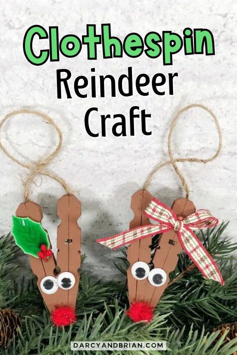 Unleash your creativity this holiday season with our whimsical clothespin reindeer craft! These charming little creations bring a delightful touch to your festive decor. Using standard wooden clothespins, you'll transform simple materials into adorable reindeer that can be displayed or gifted. Perfect for kids and families to enjoy together, this craft encourages imaginative play while adding a personal touch to your holiday celebrations. Get ready to craft some magic! Christmas Craft With Clothes Pins, Clothespin Rudolph Ornament, Reindeer Projects For Kids, Clothes Pin Reindeer Ornaments, Clothespin Christmas Craft, Simple Xmas Crafts For Kids, Clothpins Crafts For Kids, Clothes Pin Reindeer Crafts, Craft With Clothes Pins