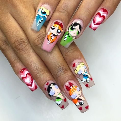 Disney Acrylic Nails, Baddie Nails, Edgy Nails, Nail Swag, Kawaii Nails, Girls Nails, Dream Nails, Fire Nails, Coffin Nails Designs