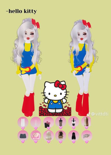 Sims Ideas People, Childhood Dream Outfit Dress To Impress, Fancy Dress Code, Hello Kitty Dress, Kitty Clothes, Dti Ideas, Hello Kitty Clothes, Aesthetic Roblox Royale High Outfits, Baddie Outfits Ideas