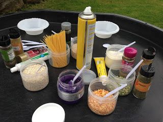 Potion Making! | Pre-school Play popcorn, salt, spices, glitter, rice, beans, toothpaste, mouthwash, cornstarch, oats, etc. Eyfs Garden, Eyfs Outdoor, Georges Marvellous Medicine, Roald Dahl Day, Potion Making, Tuff Spot, Room On The Broom, Eyfs Activities, Nursery Activities