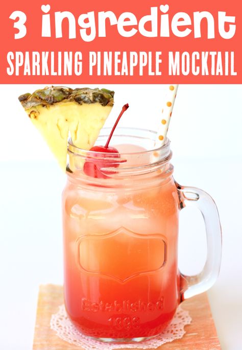 Mocktail Recipe - Easy Non Alcoholic for Parties Drink!  Dreaming of Hawaii?  Well, this EASY Sparkling Pineapple Mocktail Recipe is just what your day needs!  Go on and kick back, relax, and get ready for tropical bliss with each sweet and fizzy sip!  Go grab the recipe and give it a try this week! Non Alcoholic Drinks For Summer Easy, Fun Mocktails Non Alcoholic, Summer Mocktails Non Alcoholic, Easy Non Alcoholic Drinks, Summer Mocktail Recipe, Non Alcoholic Mocktail, Refresher Drinks, Crystal Light Drinks, Summer Mocktail