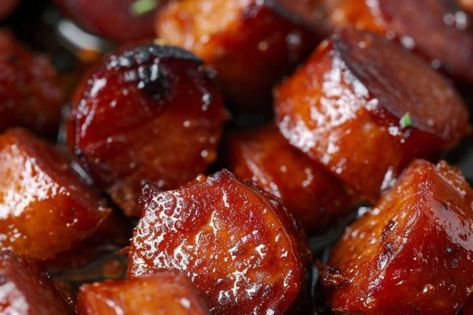 Crockpot Sweet Kielbasa, Slow Cooker Honey Mustard Kielbasa Bites, Candied Kielbasa Crockpot, Kielbasa Appetizer Crockpot, Kielbasa Recipes Appetizers, Kielbasa Appetizer Recipes, 2 Qt Crockpot Recipes, Kielbasa Slow Cooker, Crockpot Sausage Recipes