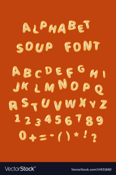 Illustration Lettering, Design Fonts Alphabet, Alphabet Soup Tattoo, Fun Letters, Soup Tattoo, Alphabet Soup Drawing, Alphabet Soup Painting, Alphabet Soup Art, 90s Writing Font