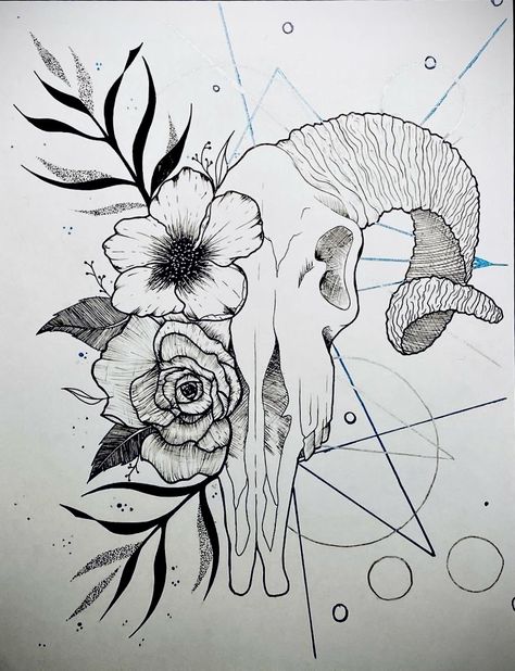 Ram Skull, Skull Flower, Sketch Ideas, Flower Skull, Flower Beauty, Embroidery Art, Beautiful Things, Drawing Sketches, Flower Tattoo