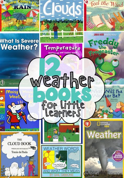 Teaching kids about the weather is a fun science unit! We all see and experience what happens in the weather every day. There are fun and super easy science experiments that you can also do to go along with a weather unit. Here is a list of 12 books that will pair perfectly with your unit study about the weather. Find out the list today so you can plan your next unit by adding some of these books to your classroom or homeschool library. #kidsbooks #homeschool #library #weatherbooks #unitstudy Weather Activities For Kids, Reading Suggestions, Weather Books, Preschool Weather, Homeschool Fun, Homeschooling Preschool, Weather Words, Weather Science, Nature Books