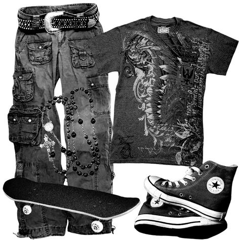 Grunge Fits, 2000s Fashion Outfits, Punk Outfits, Y2k Outfits, Grunge Goth, Swaggy Outfits, Edgy Outfits, 2000s Fashion