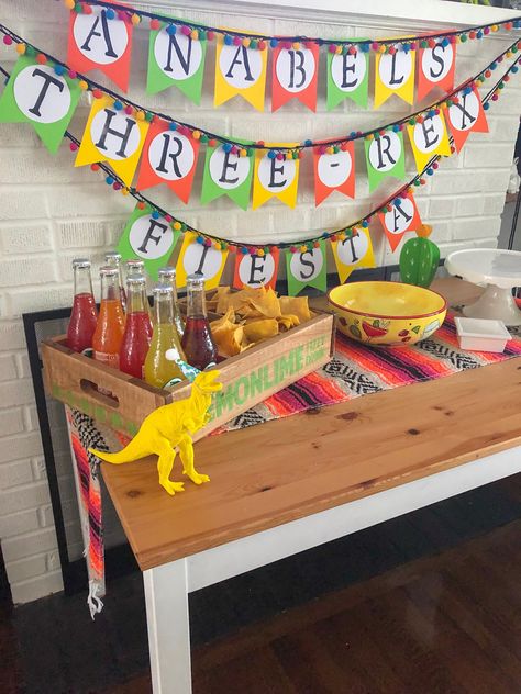 three-rex fiesta.... dinosaur taco party Bday Party Kids, Taco Party, Dino Party, Dinosaur Birthday Party, Dinosaur Party, Dinosaur Birthday, 4th Birthday, Bday Party, 3rd Birthday