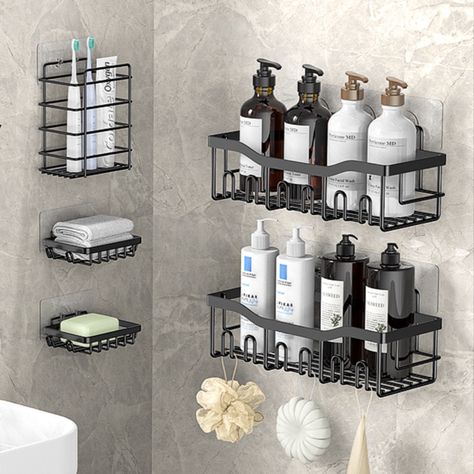 EUDELE Shower Caddy 5 Pack,Adhesive Shower Organizer for Bathroom Storage&Kitchen,No Drilling,Large Capacity,Rustproof Stainless Steel Bathroom Organizer,Bathroom Shower Shelves for Inside Shower Rack Bathroom Racks Ideas Shelves, Shower Shelves Ideas, Shower Closet, Hall Room Design, Bathroom Materials, Shower Organizer, Organizer For Bathroom, Hall Room, Shower Rack