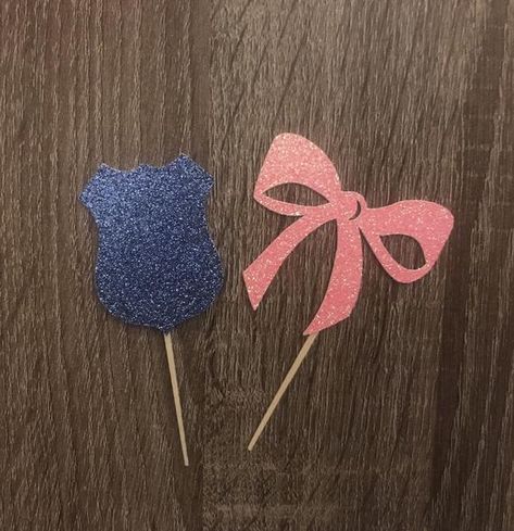 Police Gender Reveal, Badges Or Bows Gender Reveal, Pearl Cupcakes, Glitter Gender Reveal, Bows Gender Reveal, Bow Cupcakes, Gender Reveal Banner, Gender Reveal Cake Topper, Confetti Gender Reveal