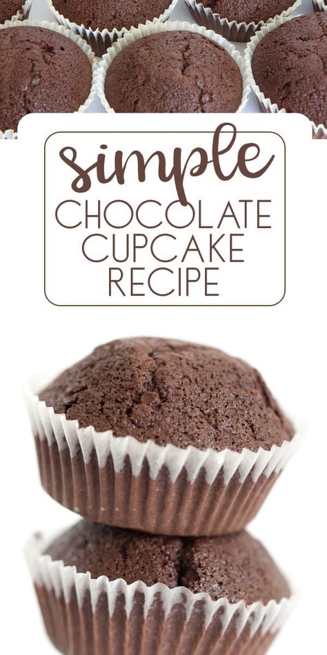 Delicious and simple chocolate cupcake recipe to enjoy. The perfect base for decorated cupcakes or to eat as is. Cover with buttercream for a special treat. Easy Chocolate Cupcakes Simple, Simple Chocolate Cupcakes, Easy Chocolate Cupcake Recipe Simple, Chocolate Cupcake Recipe Easy, Simple Chocolate Cupcake Recipe, Simple Cupcake Recipe, Birthday Cake Easy, Easy Chocolate Cupcake Recipe, Simple Cupcakes