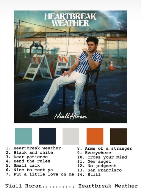 Niall Horan Color Palette, The Show Niall Horan, Poster Prints Wall Bedroom, One Direction Room, Weather Poster, One Direction Albums, Music Journal, Poster White, One Direction Wallpaper