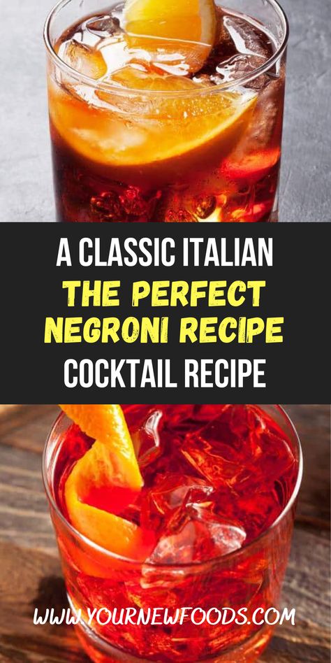 Looking for the perfect Negroni recipe? Look no further! Our recipe calls for equal parts gin, Campari, and sweet vermouth, stirred with ice and strained into a rocks glass. Follow our top tips for making the ultimate Negroni and our favorite tasty variations. Cheers to a classic Italian cocktail! 🍸🍹🍸 Classic Negroni Cocktail Recipe, Negroni Cocktail Recipe, Negroni Cocktail, Negroni Recipe, Italian Cocktails, Fall Cocktails Recipes, Citrus Twist, Refreshing Food, Xmas Food