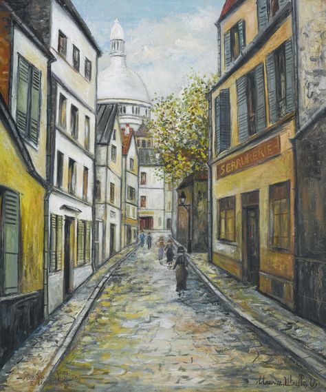 Maurice Utrillo | Rue Saint-Rustique a Montmartre (1939) | MutualArt Paris Paintings, Suzanne Valadon, Maurice Utrillo, André Derain, Paris Painting, Pierre Bonnard, Georges Seurat, Haim, Edward Hopper