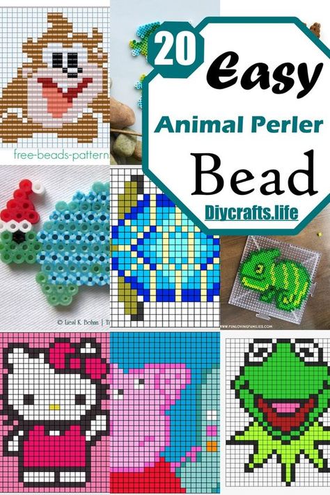 20 Easy Animal Perler Bead Patterns For Kids #BeadingPatterns #BeadPatternIdeas #MiyukiBeadsPatternIdeas Perler Bead Animal Patterns, Perler Bead Patterns Animals, Adult Perler Bead Patterns, Perler Bead Patterns Free, Bead Patterns Animals, Pearled Bead Ideas, Anime Perler, Melty Bead Designs, Lego Dots