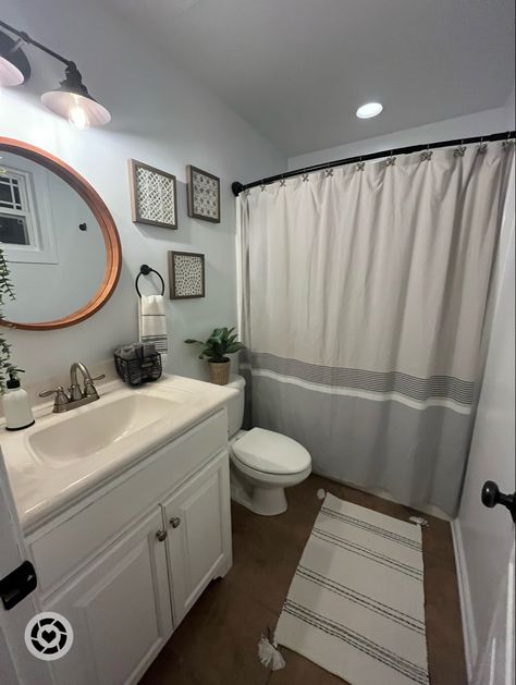 Shaker Style Bathroom, Shaker Style Vanity, Mirror Large, Remodeling Mobile Homes, Round Wall Mirror, Round Wall, Shaker Style, Florida Home, Guest Bathroom