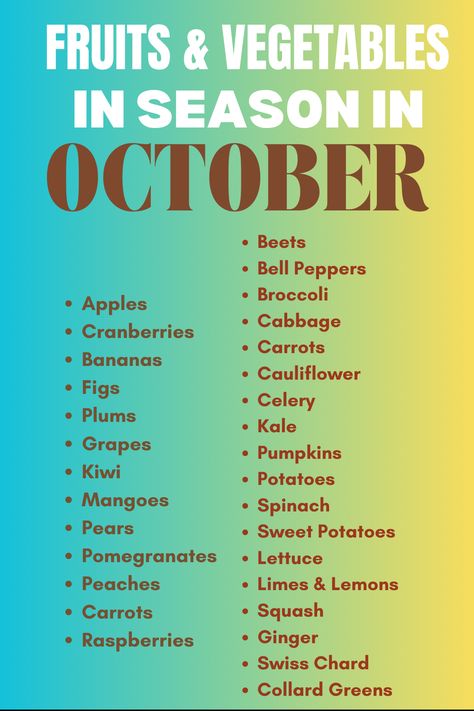 Fruits and Vegetables in Season in October Fruits And Vegetables In Season, Vegetables In Season, Sugar Cleanse, Healthy Cleanse, Fruit List, Sweet Potato Spinach, Carrot And Ginger, Apple Cranberry, Juice Recipes