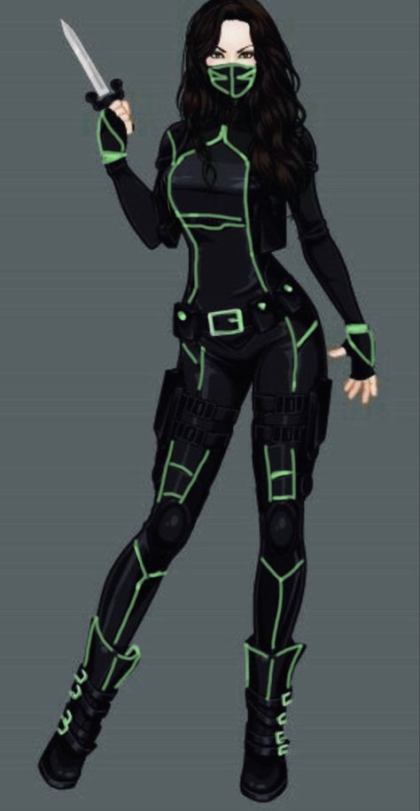 Green Vigilante Outfit, Green Super Hero Suit Female, Green Spy Outfit, Hero Mask Design Female, Vigilante Suit Design Female, Green Warrior Outfit, Green Hero Suit, Green Superhero Suit Female, Oc Hero Costumes Female