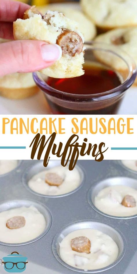 Pancake Sausage Muffins have just a small handful of ingredients, are easy to make, freeze well, and perfect for breakfast for on-the-go! #breakfast #pancakesausagemuffins Pancake Sausage Muffins, Pancake Sausage, Sausage Muffins, Savoury Muffins, Pancake Muffins, Country Cook, Bright Starts, Pancakes Easy, Buttermilk Pancakes