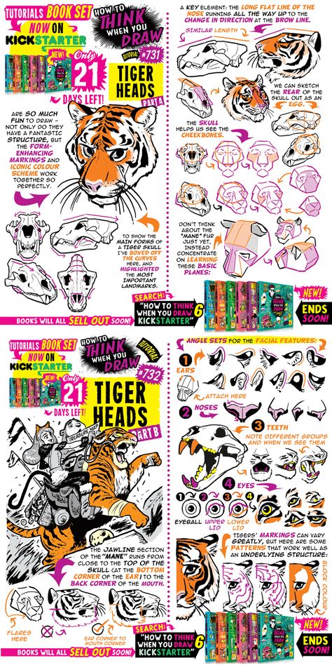 Etherington Brothers, Tiger Sketch, Cat Drawing Tutorial, Tiger Drawing, Comic Tutorial, Concept Art Tutorial, Art Advice, Digital Art Beginner, Gesture Drawing