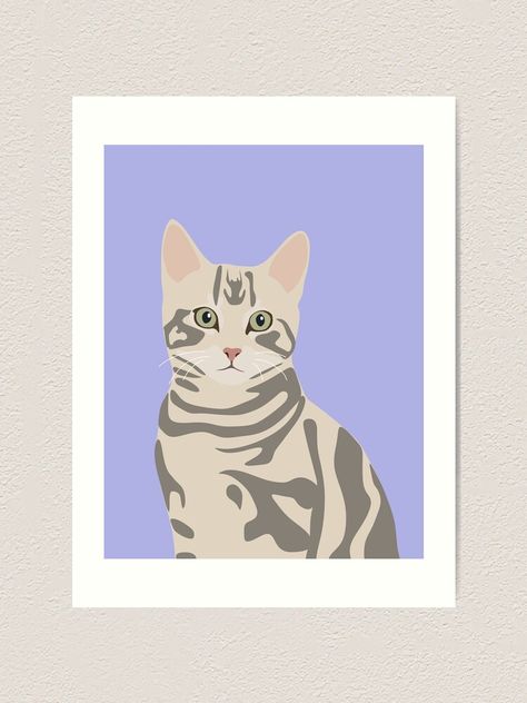 "Cute Grey Tabby Cat Portrait Digital Art" Art Print for Sale by JLDxArt | Redbubble Grey Tabby Cat Drawing, Tabby Cat Drawing, Tabby Cat Art, Diy Tableau, Pet Drawings, Grey Tabby Cat, Tufting Ideas, Royal Pet Portrait, Portrait Digital Art