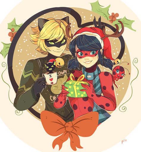 Christmas | Miraculous Ladybug | Know Your Meme Cat Noir Christmas, Miraculous Ladybug Christmas, Ladybug Und Cat Noir, Marinette Ladybug, Ladybug And Cat Noir, Marinette And Adrien, Miraculous Ladybug Fan Art, Arte Disney, Miraculous Ladybug Funny