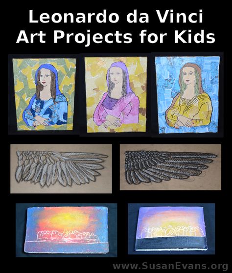 Leonardo da Vinci Art Projects for Kids - http://susanevans.org/blog/leonardo-da-vinci-art-projects-kids/ Art History Lessons, Book Art Projects, 5th Grade Art, Art Projects For Kids, History Painting, Art Curriculum, Homeschool Art, Middle School Art, Camping Art