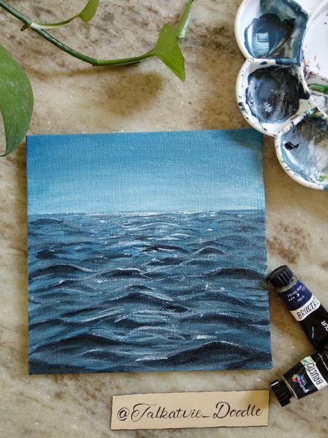 Realistic ocean waves painting with acrylic paints on canvas board. Painting Waves Acrylic, Waves Acrylic Painting, Sg Logo, Paints On Canvas, Waves Painting, Ocean Waves Painting, Wave Painting, Canvas Board, Painting Canvas