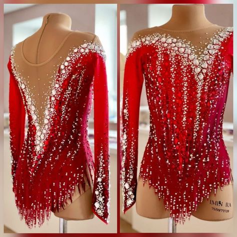 Roller Skating Dress, Rhythmic Gymnastics Costumes, Red Leotard, Gymnastics Suits, Gym Leotards, Competition Leotard, Gymnastics Costumes, Rg Leotard, Red Costume