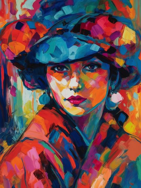 Karin Jurick Paintings, Acrylics Portraits, Fauvism Portrait, Impressionist Portraits, Colorful Portrait Painting, Acrylic Face Painting, Fauvism Painting, Expressionism Portrait, Expressionist Portraits