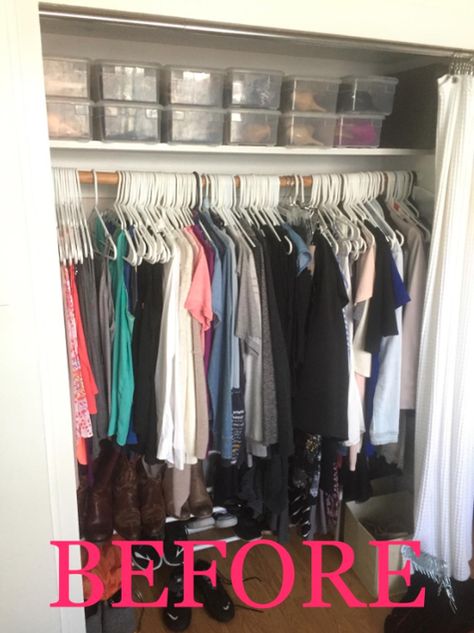 Apartment Closet Organization, Organize Closet Space, Closet Small Bedroom, Organized Closet, Organize Your Closet, Double Closet, Closet Hacks, Tiny Closet, Hanging Closet Organizer