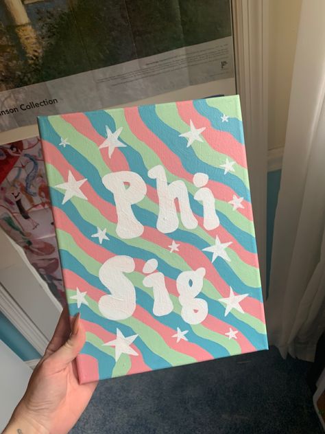 Phi sigma sigma sorority canvas Phi Sigma Sigma Canvas Paintings, Phi Sigma Sigma Canvas, Sorority Canvas Ideas, Sorority Canvas Paintings, Sorority Canvases, Canvas Sorority, Dorm Paintings, Big/little Baskets, Big Little Canvas