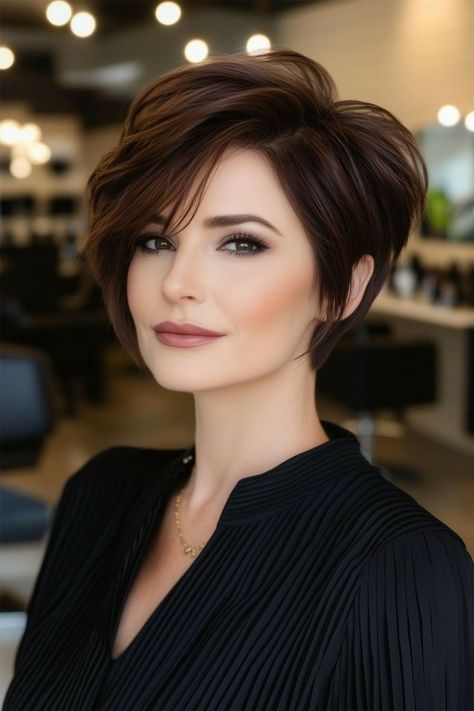 Edgy Pixie Bob, Short Hairstyles Color Ideas, Styling A Long Pixie, Edgy Short Hair For Women, Medium Length Pixie Haircut, Razor Bob Haircut, Long Bob Layered, Longer Pixie Haircut Fine, Pixie Hairstyle Women