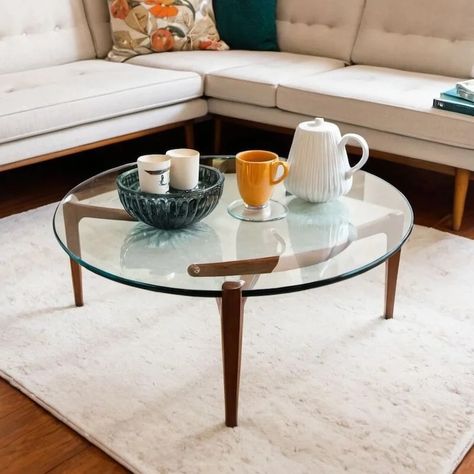 Mid Century Modern Glass Coffee Table: Why So Elegant? - Mid-Century Modern (MCM) Mcm Coffee Table, Modern Glass Coffee Table, Living Room Transformation, Mid Century Modern Decor, Glass Coffee Table, Coffee Table Setting, Modern Glass, Nesting Tables, Mid Century Modern Design