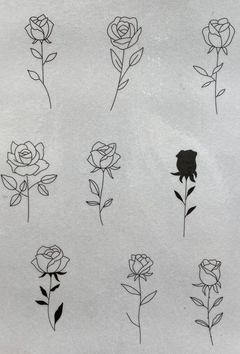 Rose Tattoo Flash Sheet, Small Black And White Rose Tattoo, Minimalist Tattoo Floral, Flash Rose Tattoo, Geometric Flash Tattoo, Rose Flash Sheet, Fineline Rose Tattoo Design, Apprentice Tattoo Flash, Wedding Flash Tattoo