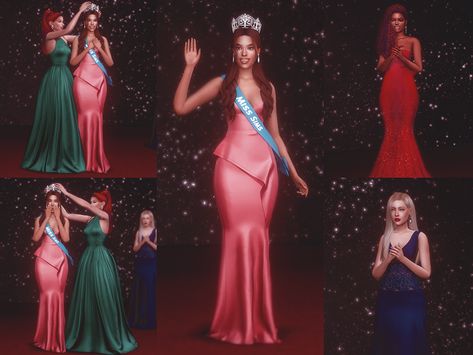 Sims 4 — Beauty Pageant Crowning Poses by KatVerseCC — Beauty pageant poses for your beauty queens. I hope you enjoy! :) Pageant Poses, Sims 4 Couple Poses, Bridal Crown Tiara, Queens Tiaras, 4 Poses, Pageant Crowns, Crown For Women, Prom Poses, Bride Headpiece